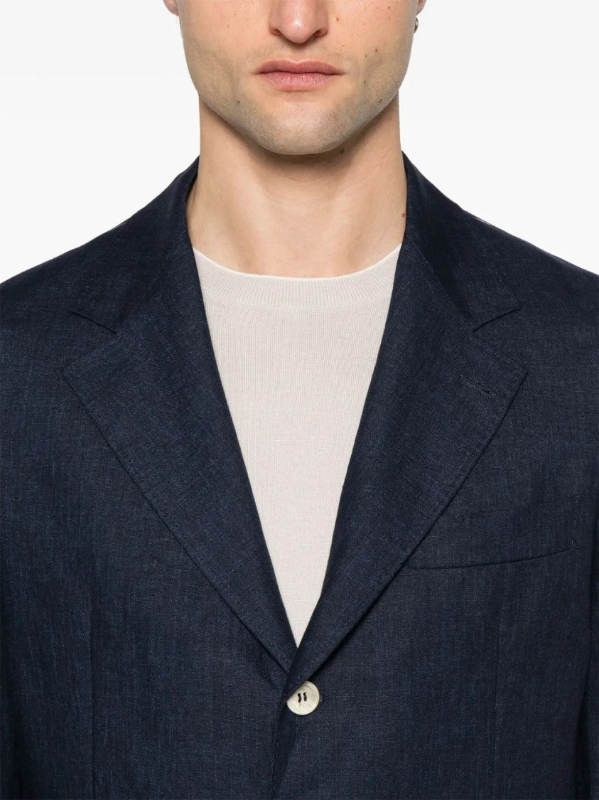 Brunello Cucinelli Navy Deconstructed Jacket With Tailored Silhouette