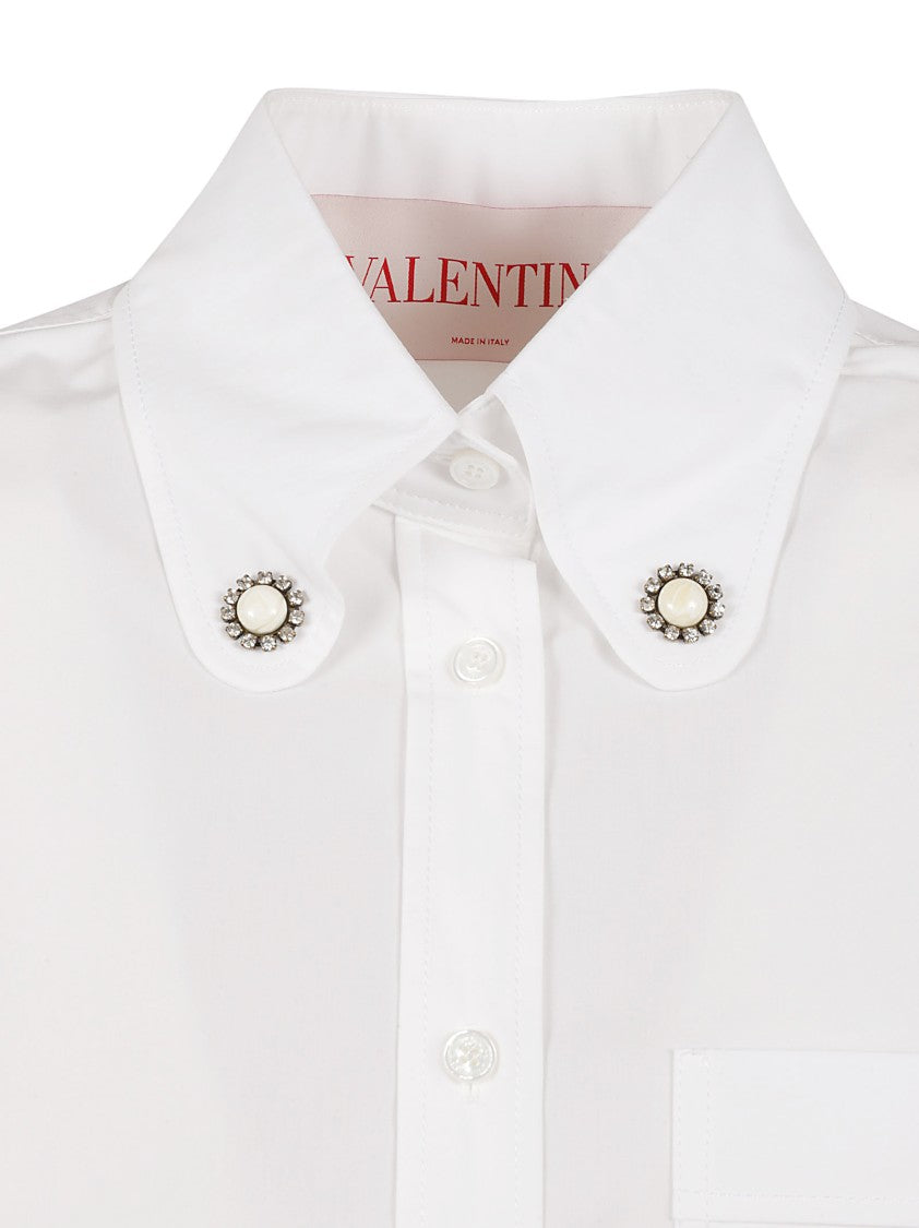 Valentino Garavani Tailored White Shirt With Embellished Collar