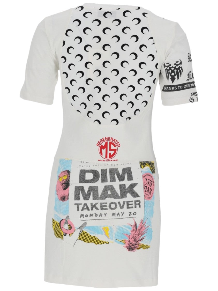 Marine Serre White Crescent Moon Graphic Mini Dress