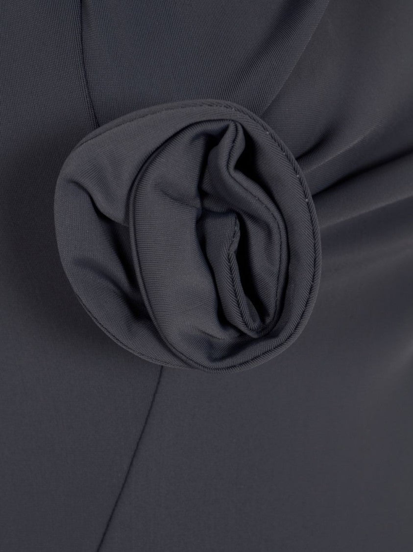 Coperni Grey Rosette Detail Asymmetric Tie Dress