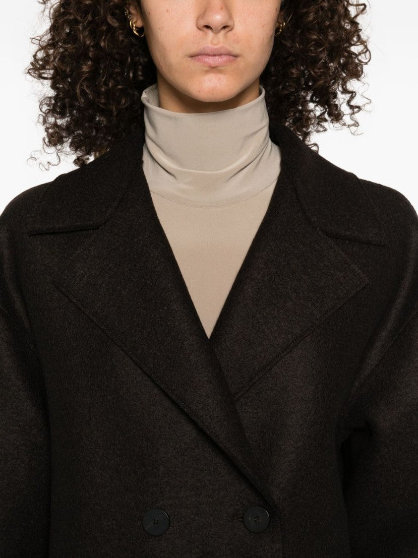 Harris Wharf London Double-Breasted Brown Virgin Wool Coat