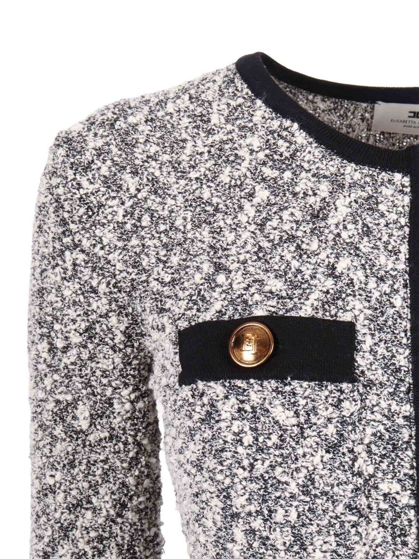 Elisabetta Franchi Textured Black Trim Knit Dress
