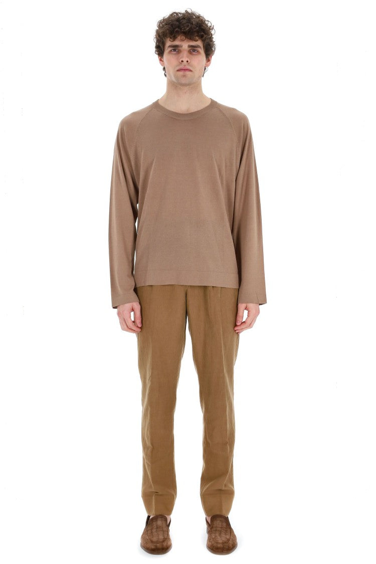 Officine Generale Lyocell-Cotton-Silk Crewneck Sweater