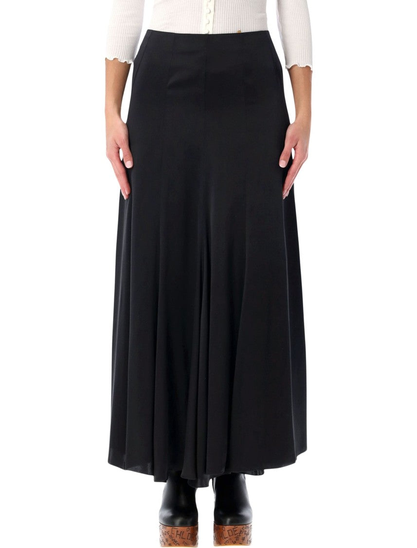 Chloé Chloé Black Silk Satin Maxi Skirt