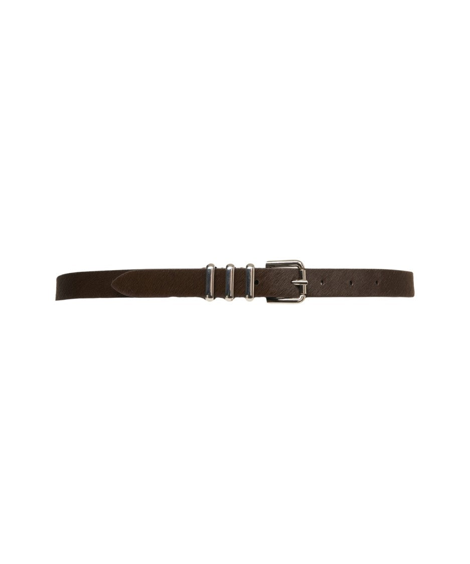 Dondup Calf Hair Belt With Metallic Buckle
