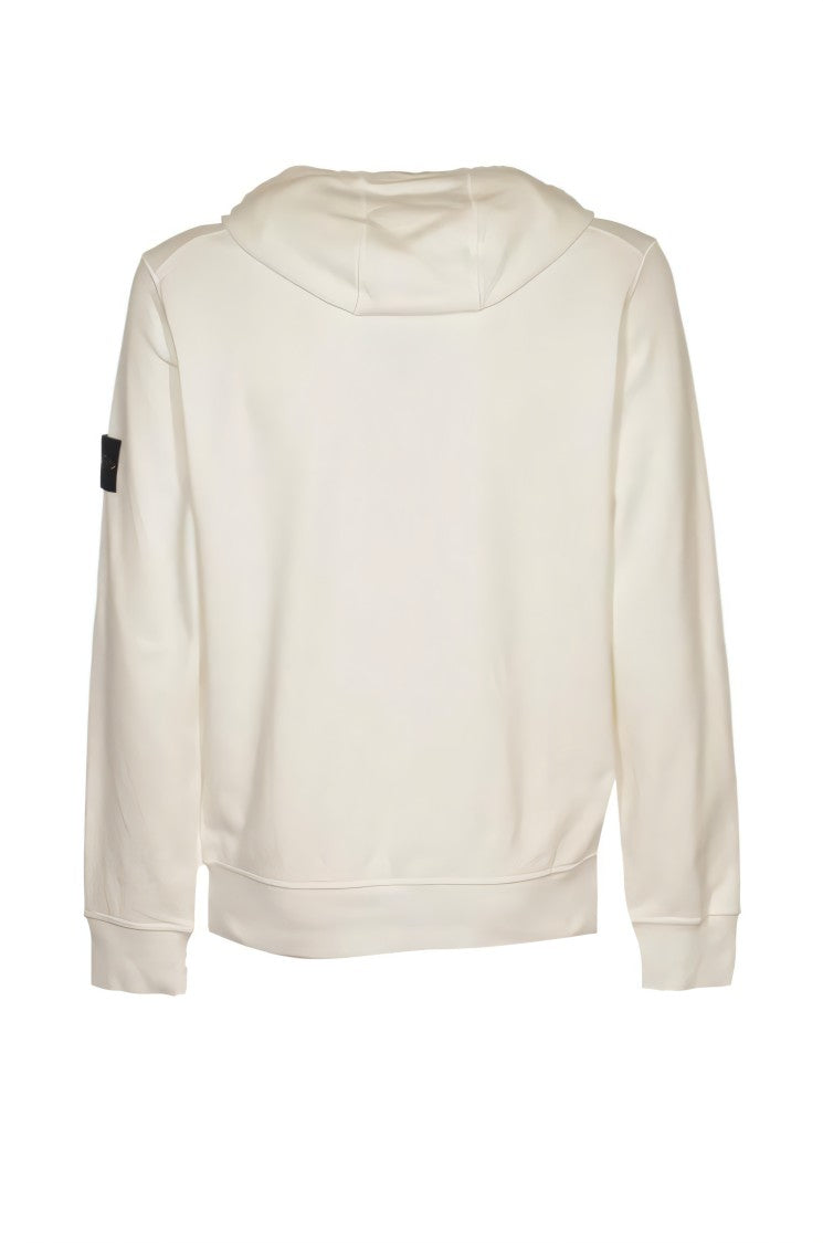 Stone Island White Cotton Hoodie