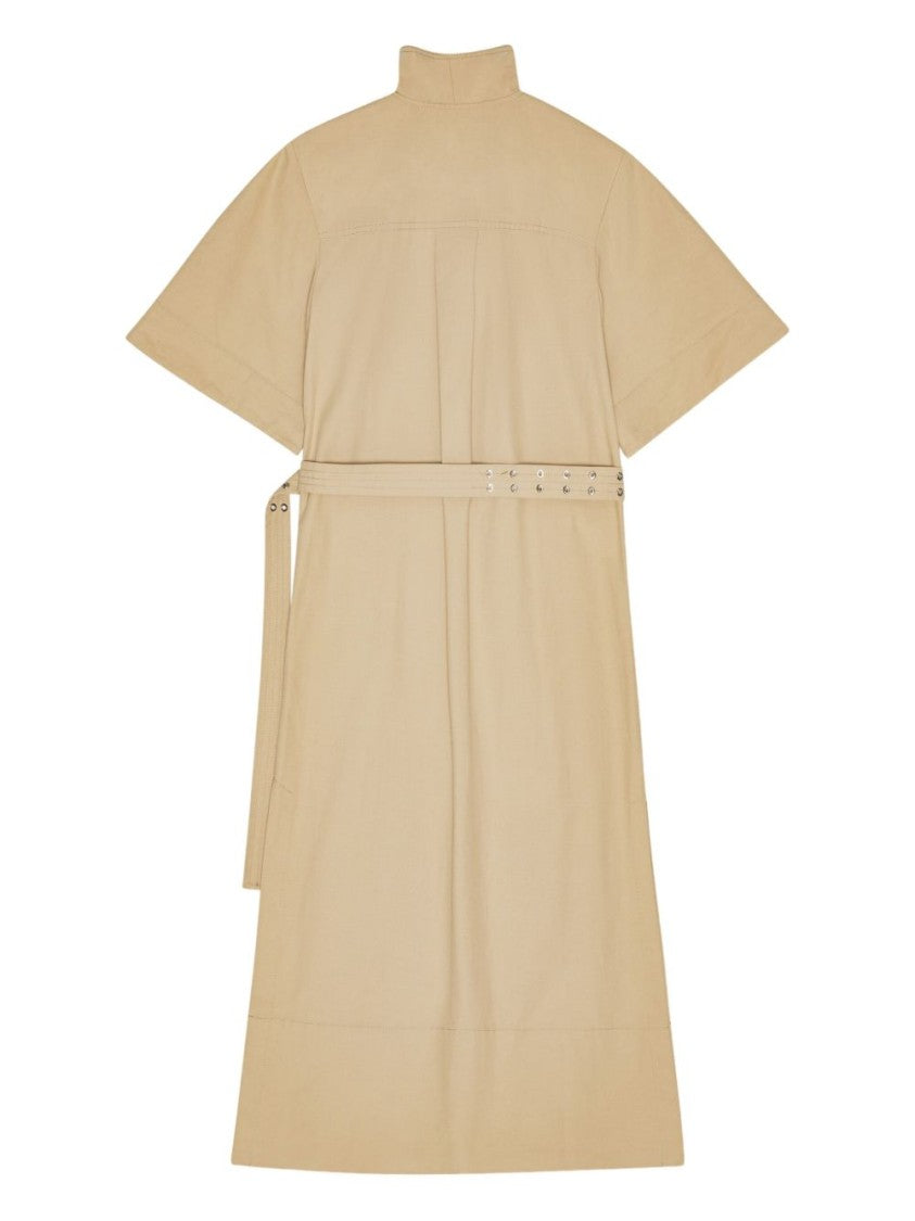 Ganni Structured Midi Dress With High Collar