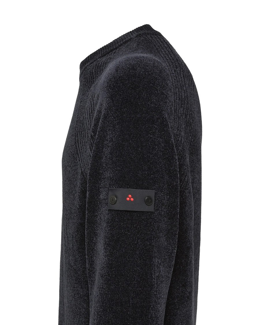 Peuterey Ribbed Crew Neck Sweater In Soft Velvet Knit