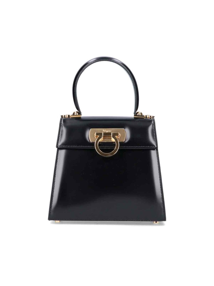 Ferragamo "Iconic S" Handbag – Black