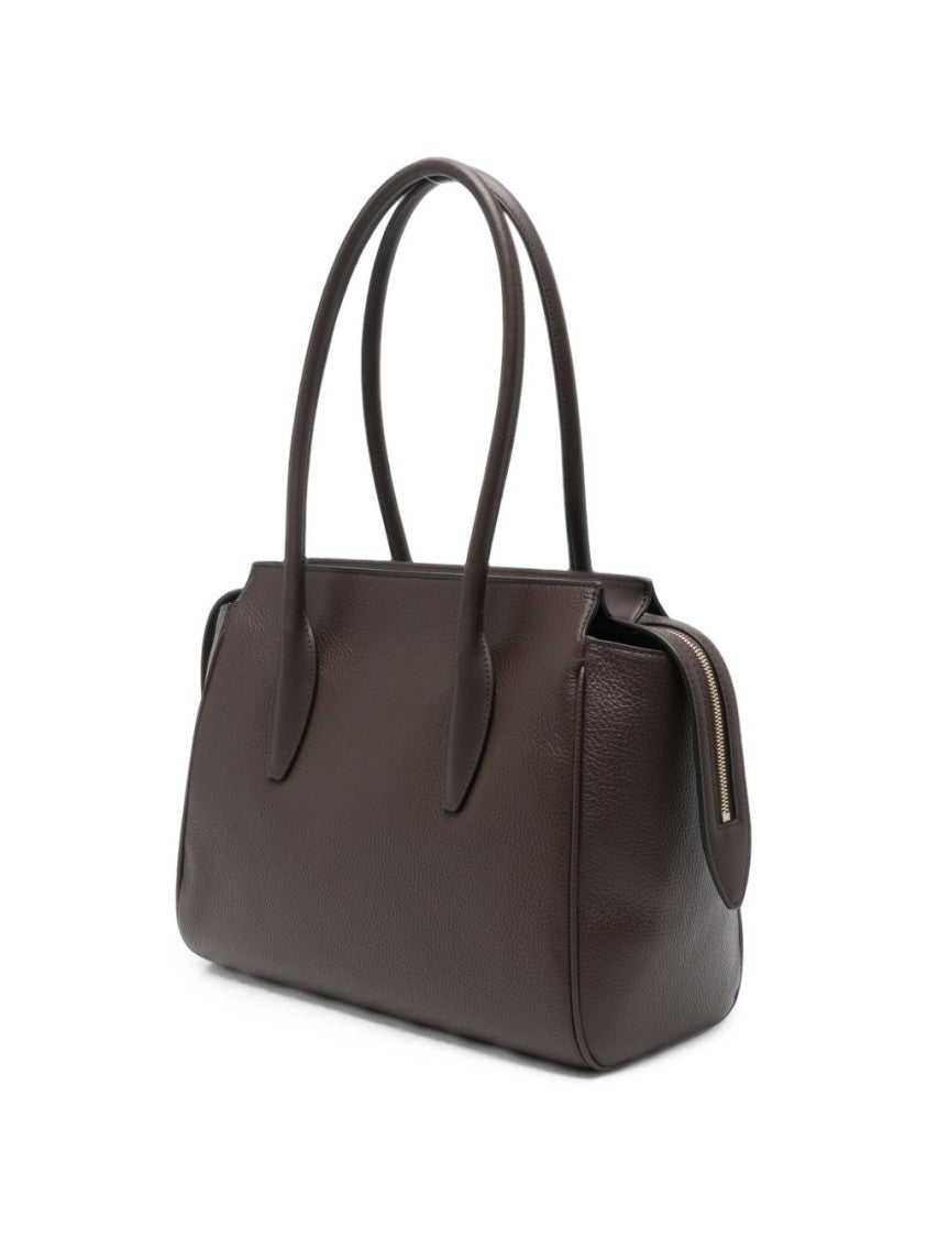 Furla Pebbled Leather Zippered Structured Tote Bag
