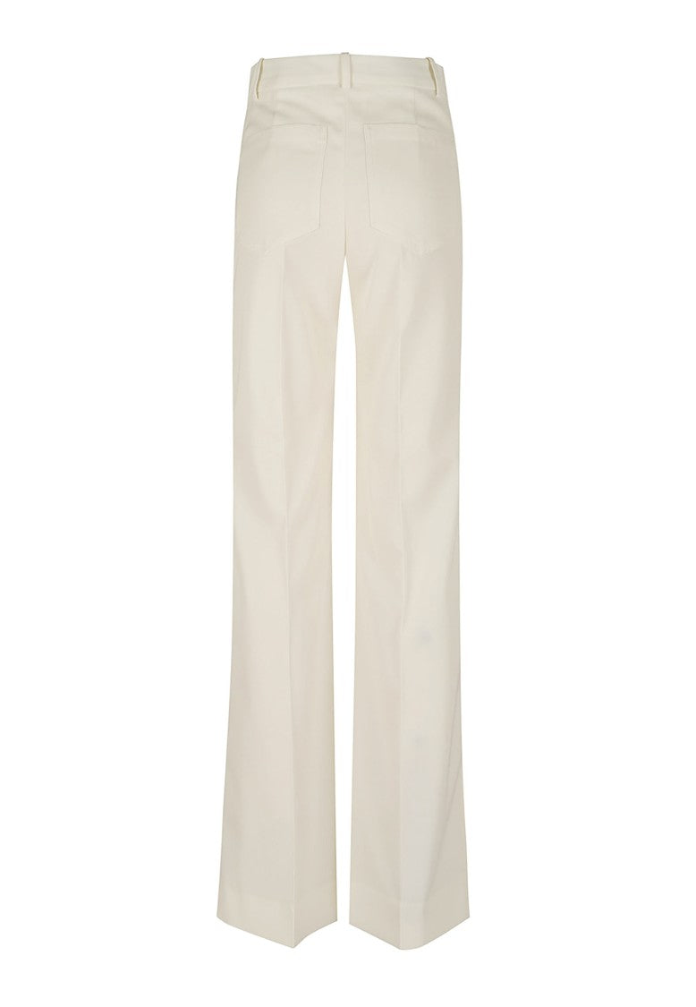 Victoria Beckham Refined White Wool Blend Tailored Trousers