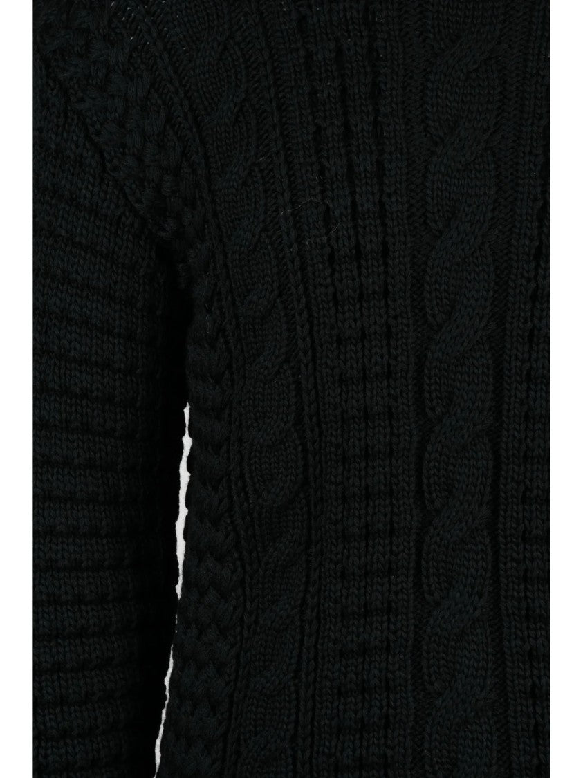 Moncler X E.Enninful High Neck Cable Knit Sweater With Ribbed Accents