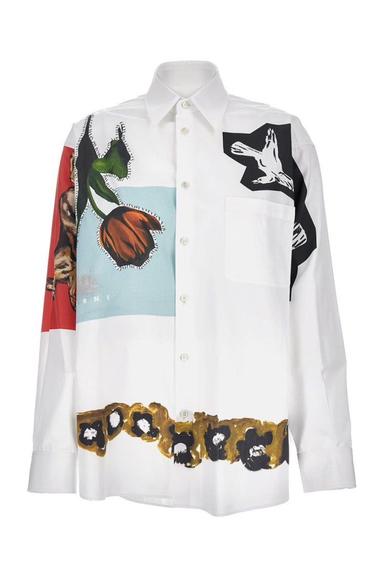 Marni Oversized Printed Cotton Shirt With Floral