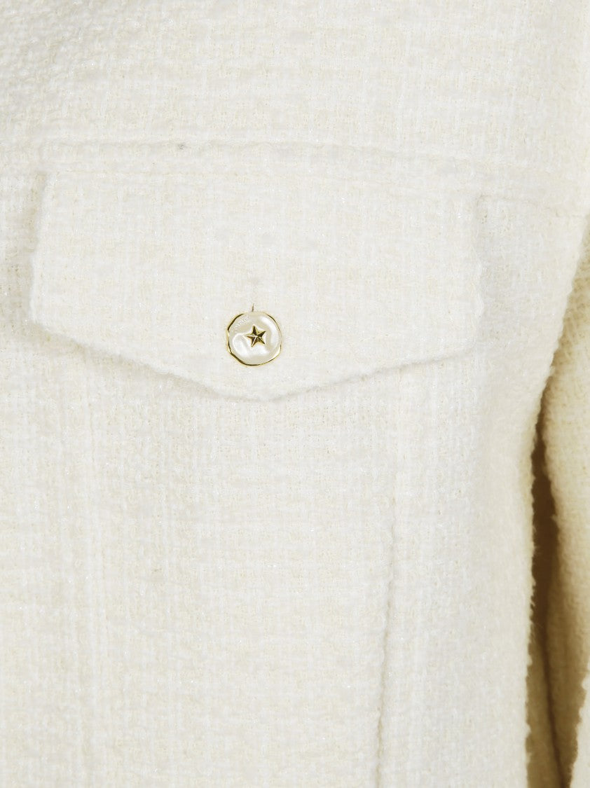 Pinko Textured Tweed Jacket With Golden Buttons