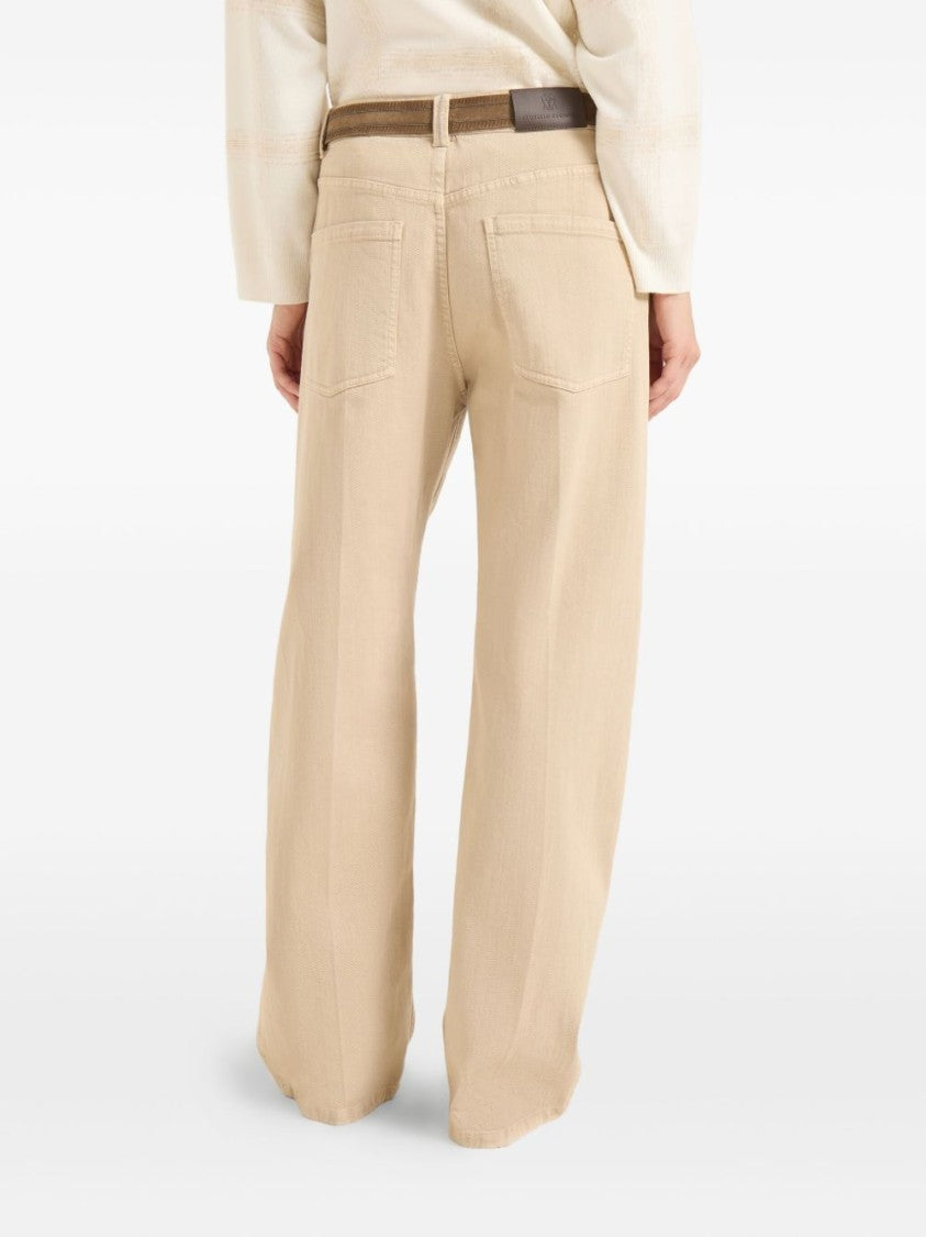 Brunello Cucinelli Wide-Leg Trousers With High Waist And Five-Pocket Styling