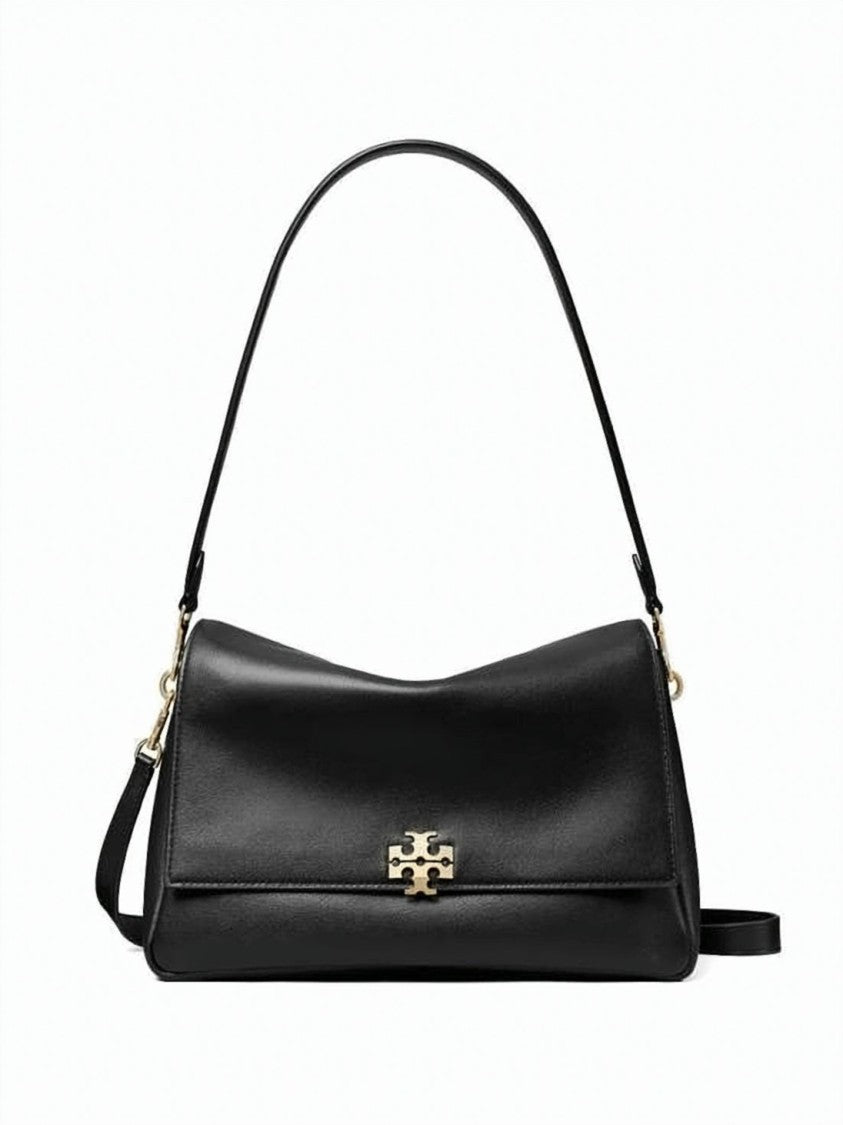 Tory Burch Sleek Rectangular Black Cowhide Leather Shoulder Bag
