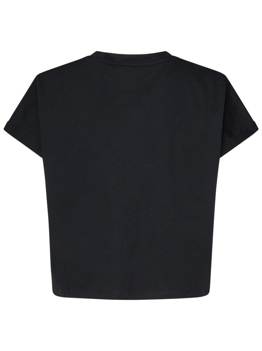 Balmain Cropped Black Jersey T-Shirt