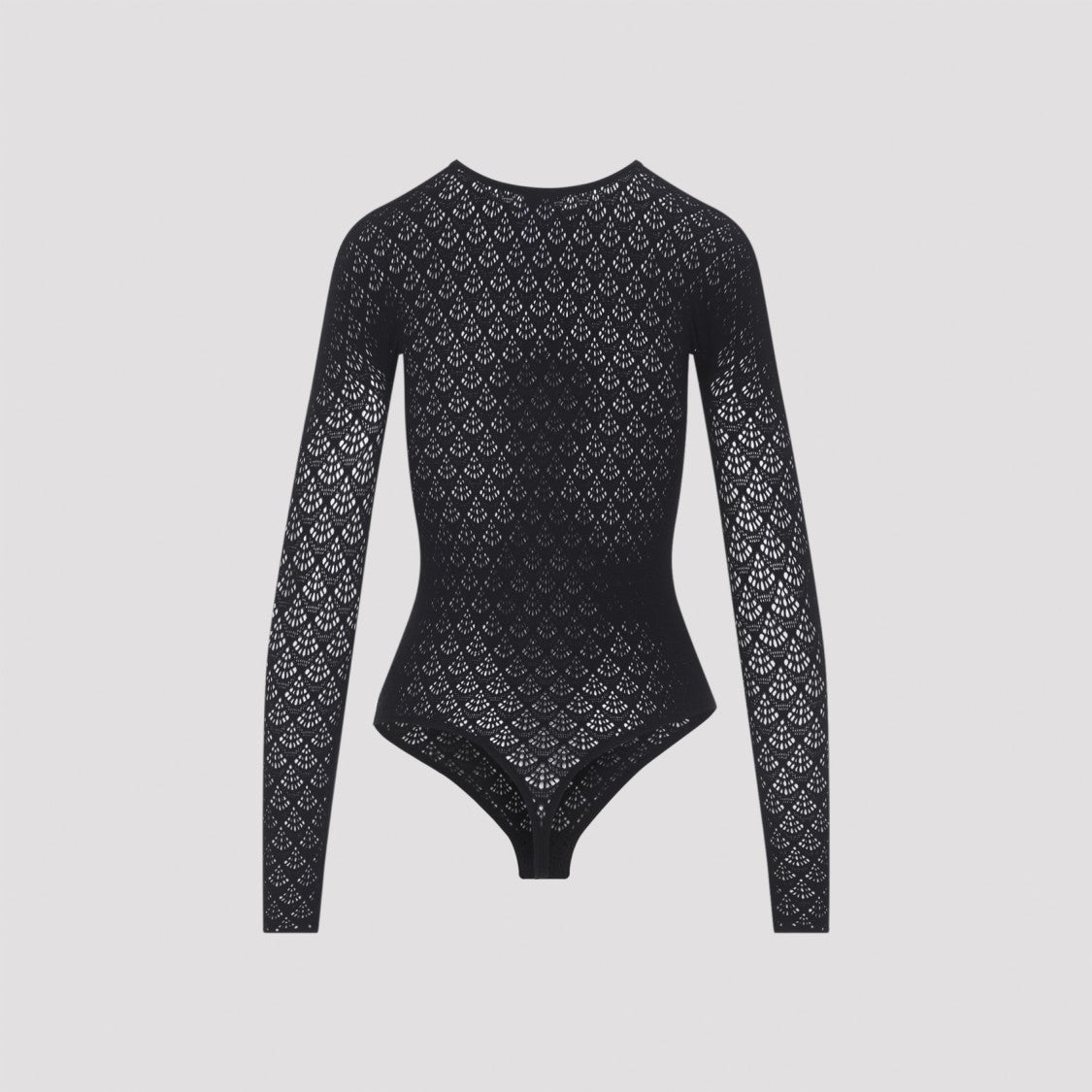 Wolford Fitted Bodysuit With Lace Detailing And High Neckline