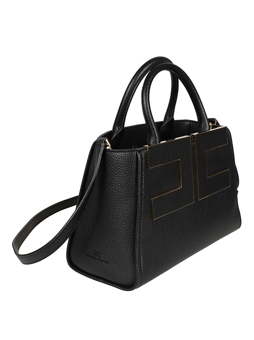 Elisabetta Franchi Structured Rectangular Handbag With Pebbled Finish And Geometric Design