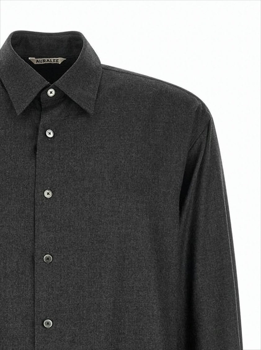 Auralee Relaxed Fit Wool Shirt With Classic Collar