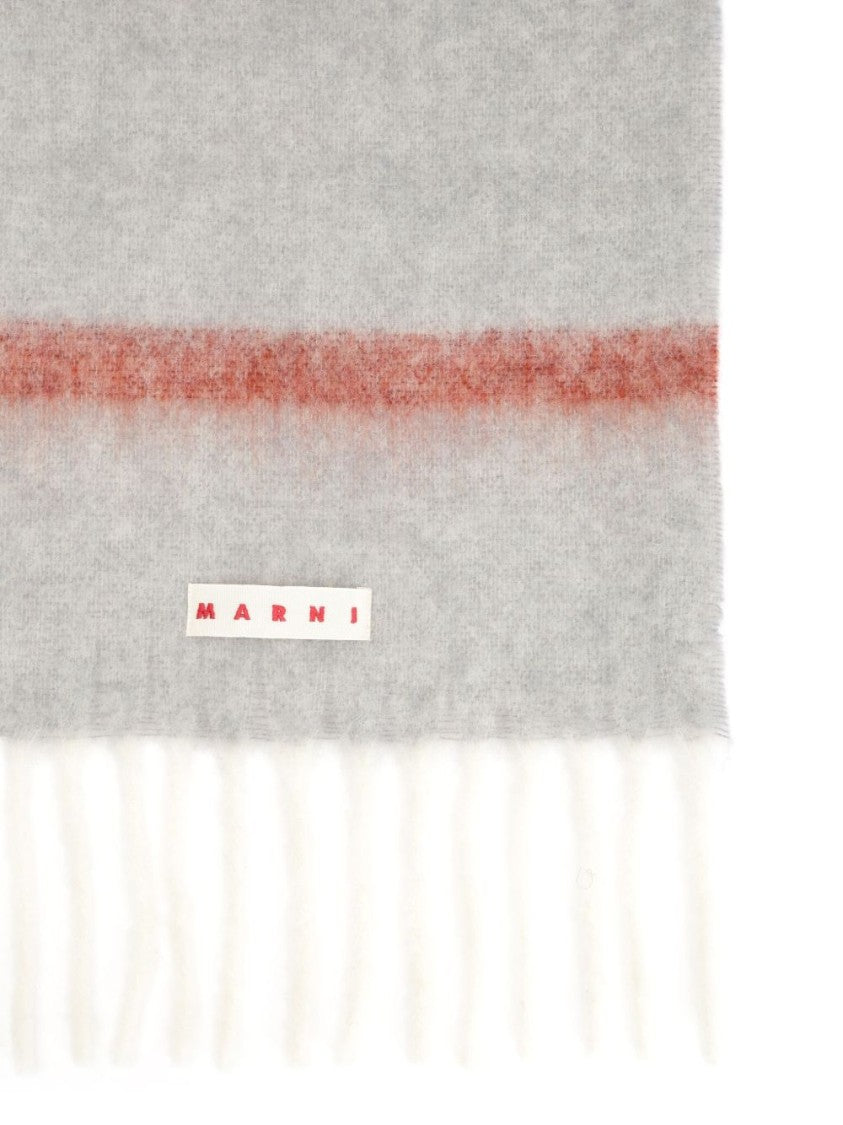 Marni Color-Block Alpaca-Mohair Marni Scarf With Fringed Ends