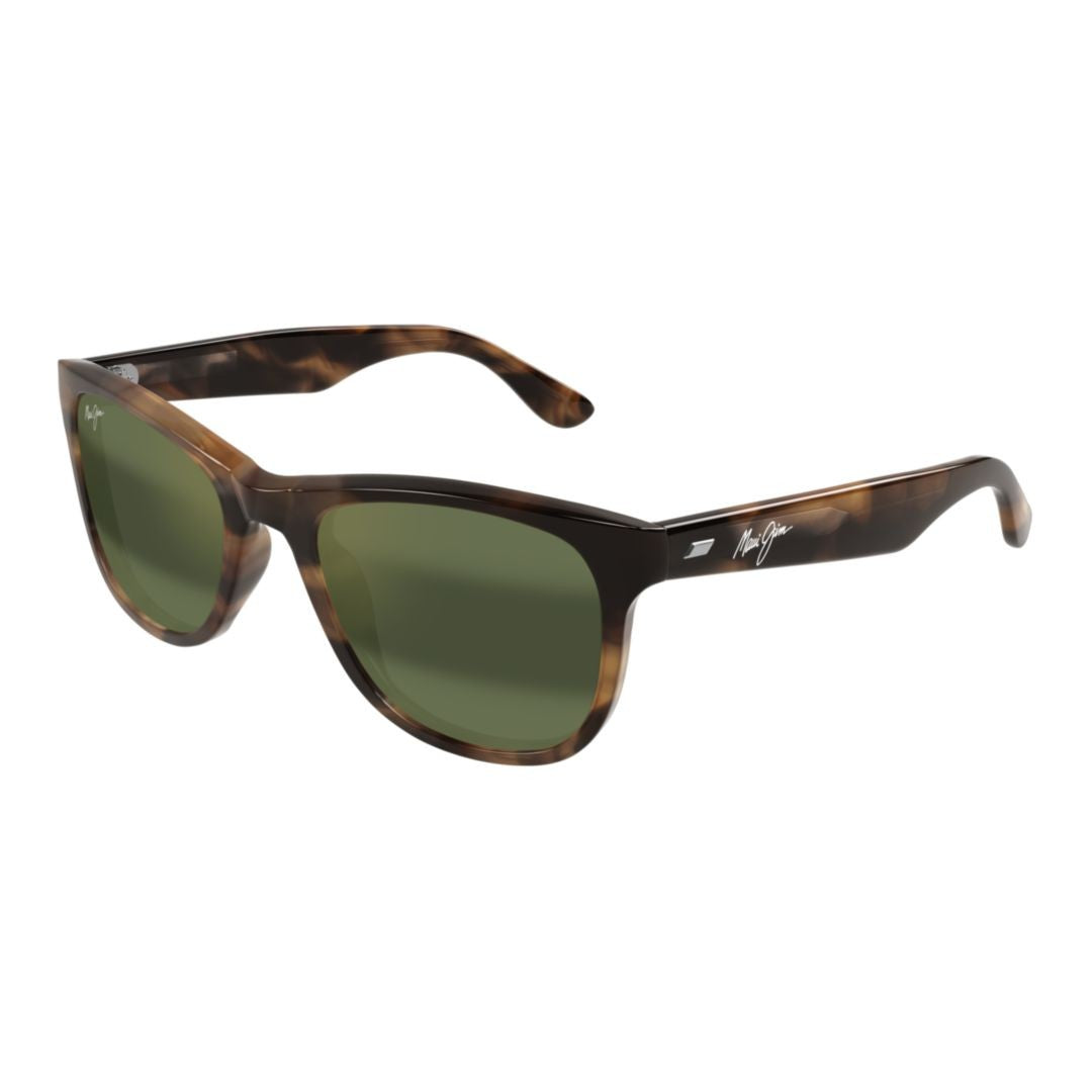 Maui Jim Kikonia Rectangular Tortoiseshell Frame Sunglasses With Green-Tinted Lenses