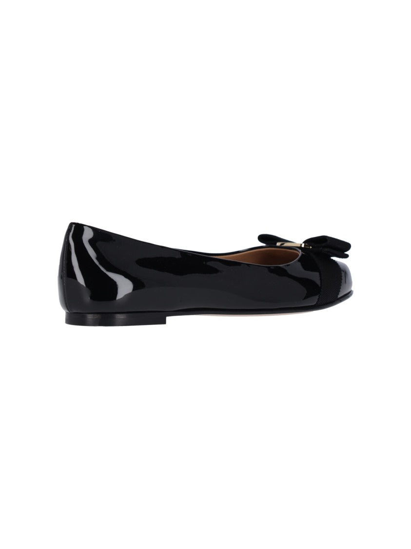 Ferragamo Slip-On Ballerina Flats With Bow Accent