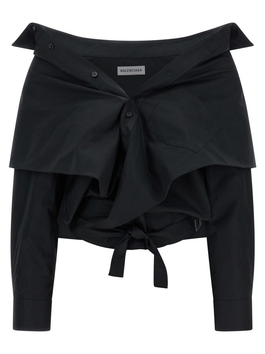 Balenciaga Crop Shirt Off The Shoulder