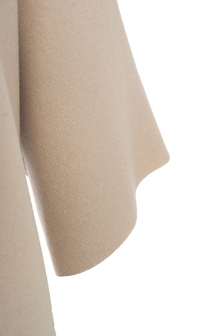 Harris Wharf London Beige Virgin Wool Coat With High Collar And Three-Quarter Sleeves