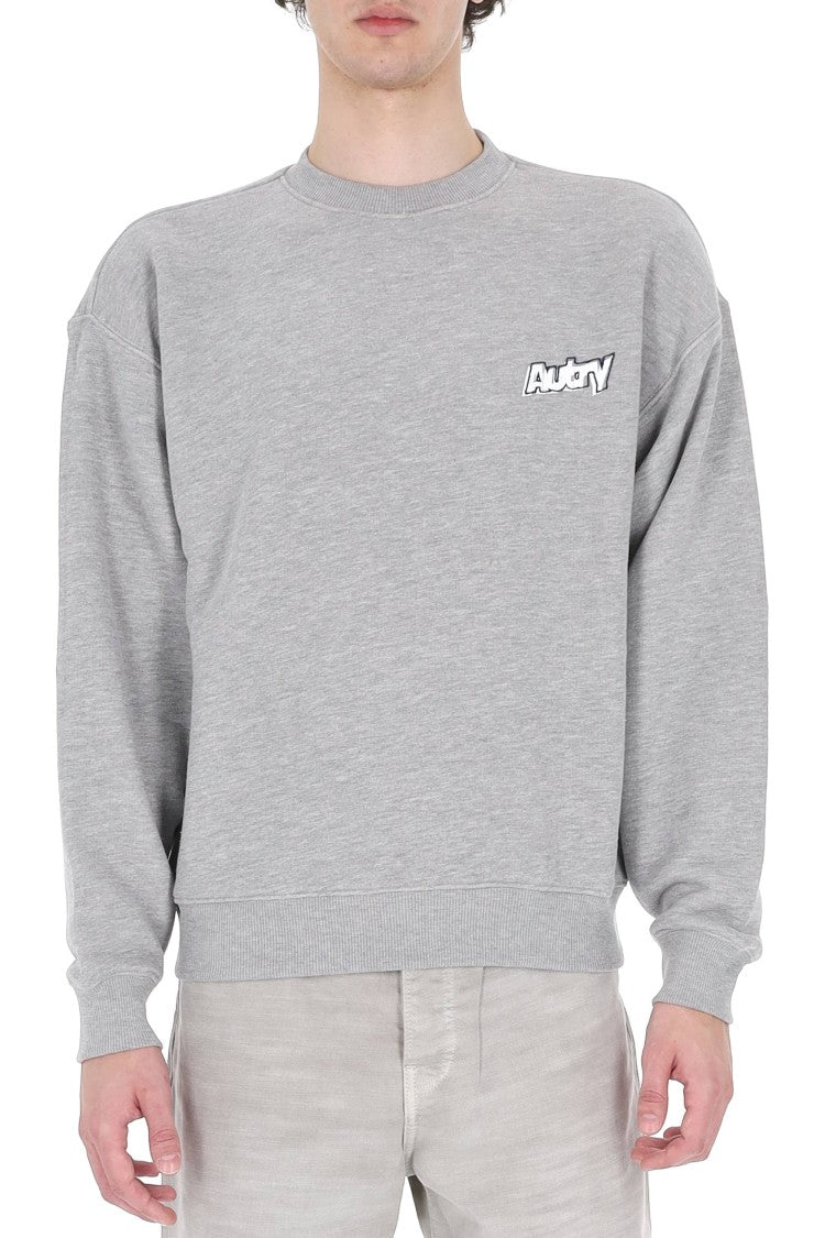 Autry Grey Central Logo Cotton Crewneck Sweatshirt