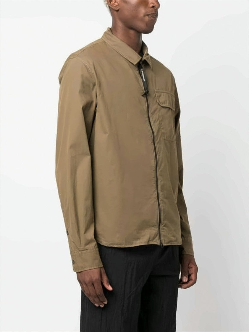 C.P. Company Structured Brown Casual Jacket With Iconic Lens Detail