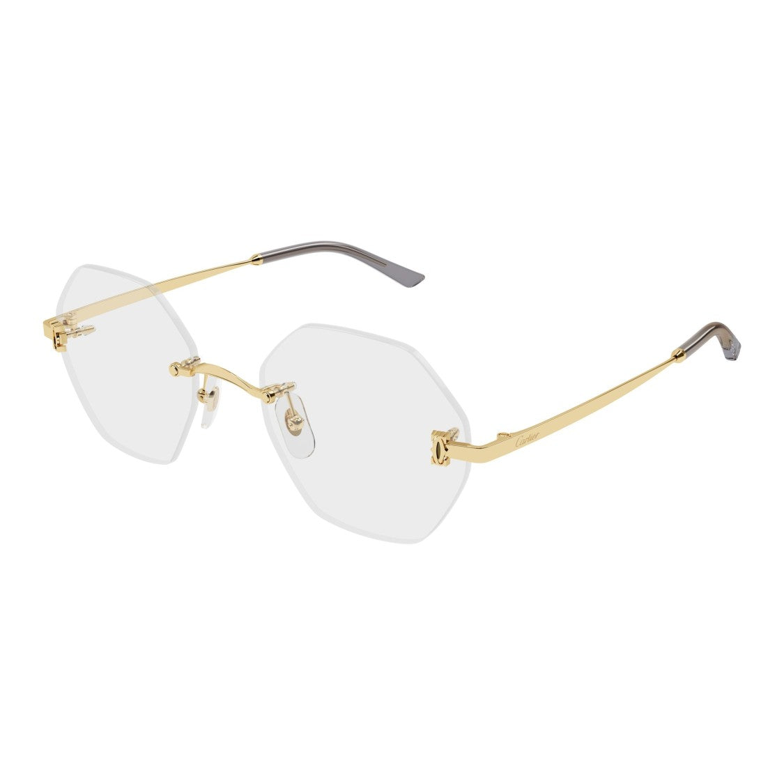 Cartier Rimless Hexagonal Sunglasses With Gold Metal Accents