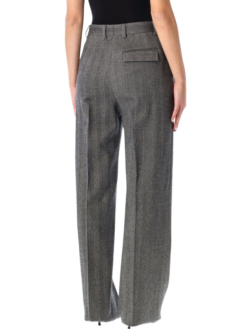 Ferragamo Chevron Wool Tailored Trousers