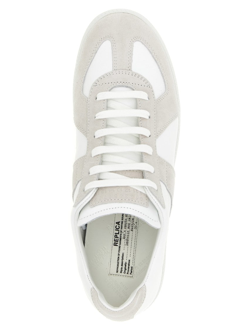 Maison Margiela Tone-On-Tone Nappa Leather And Suede Low-Top Sneakers