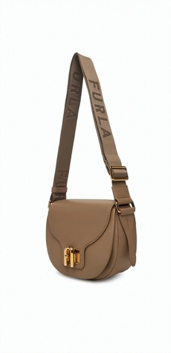 Furla Pebbled Texture Shoulder Bag With Gold-Tone Closure