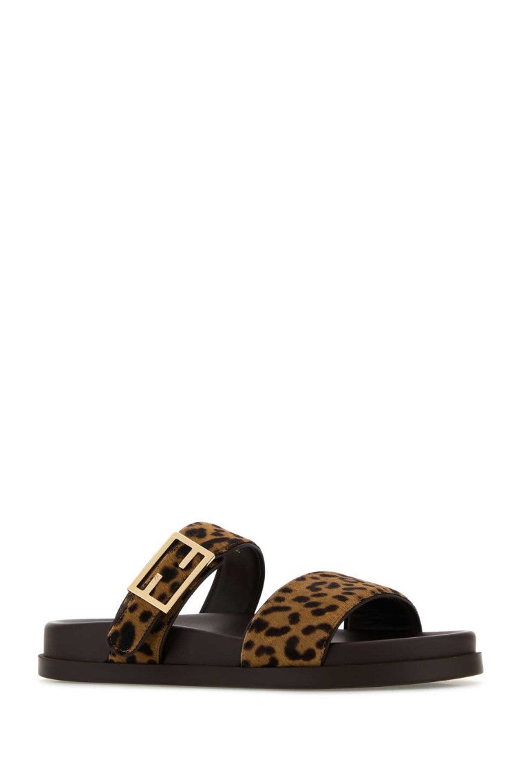 Fendi Printed Calf Hair Fendi Feel Slippers