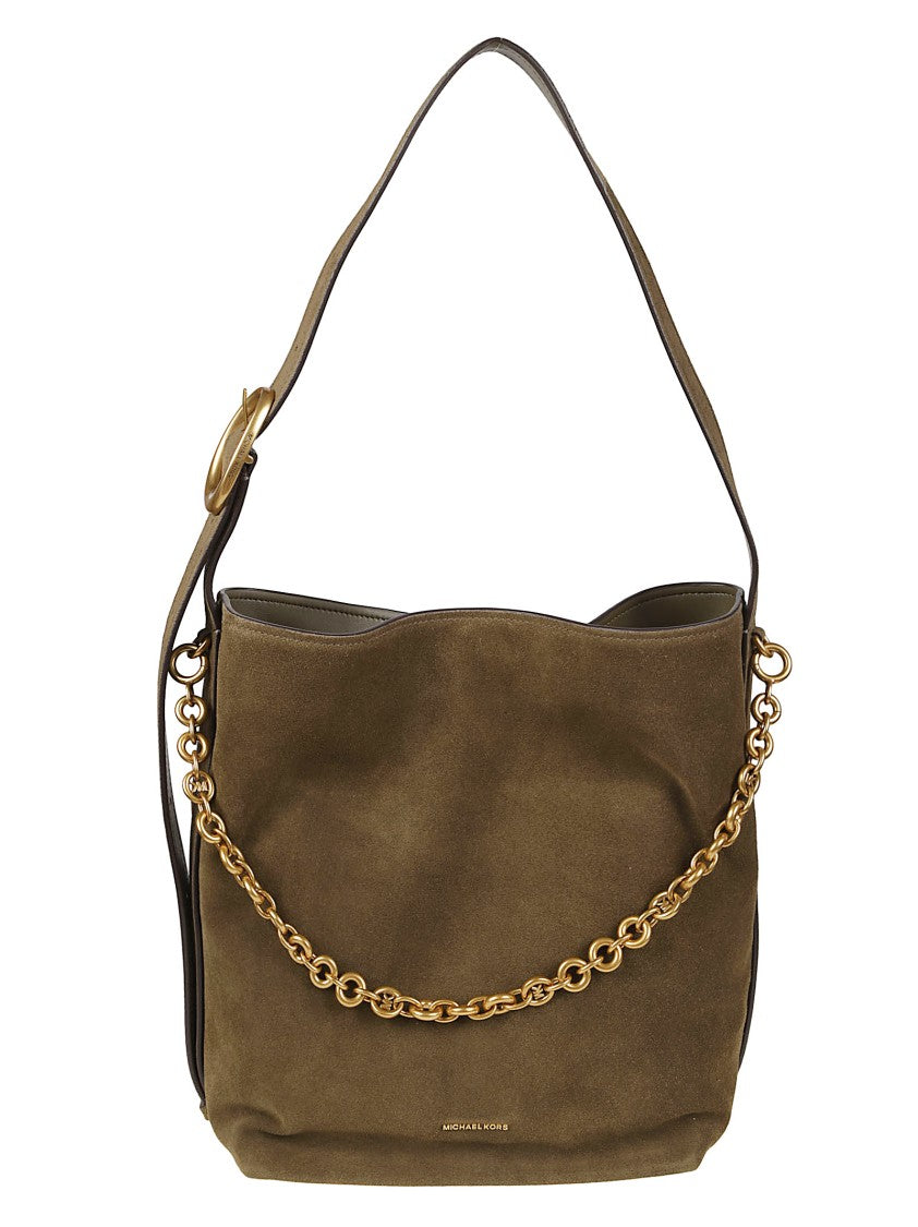 Michael Kors Large Bucket Leather Chain Accent Shoulder Bag