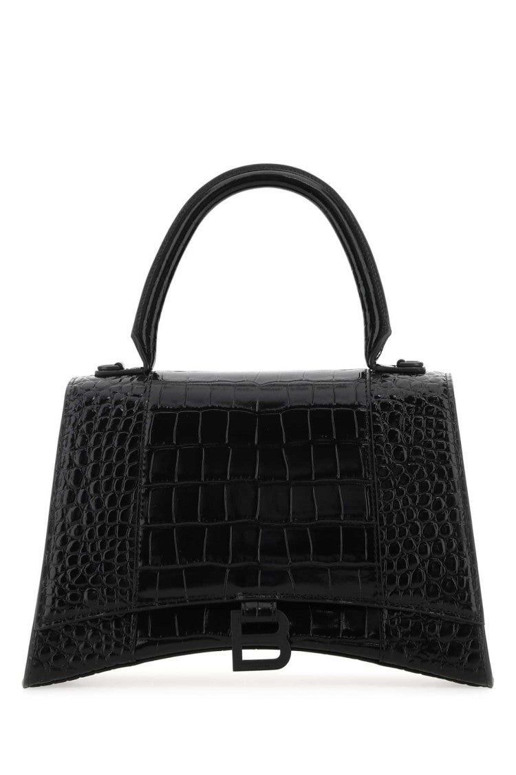 Balenciaga Black Leather Hourglass Handbag