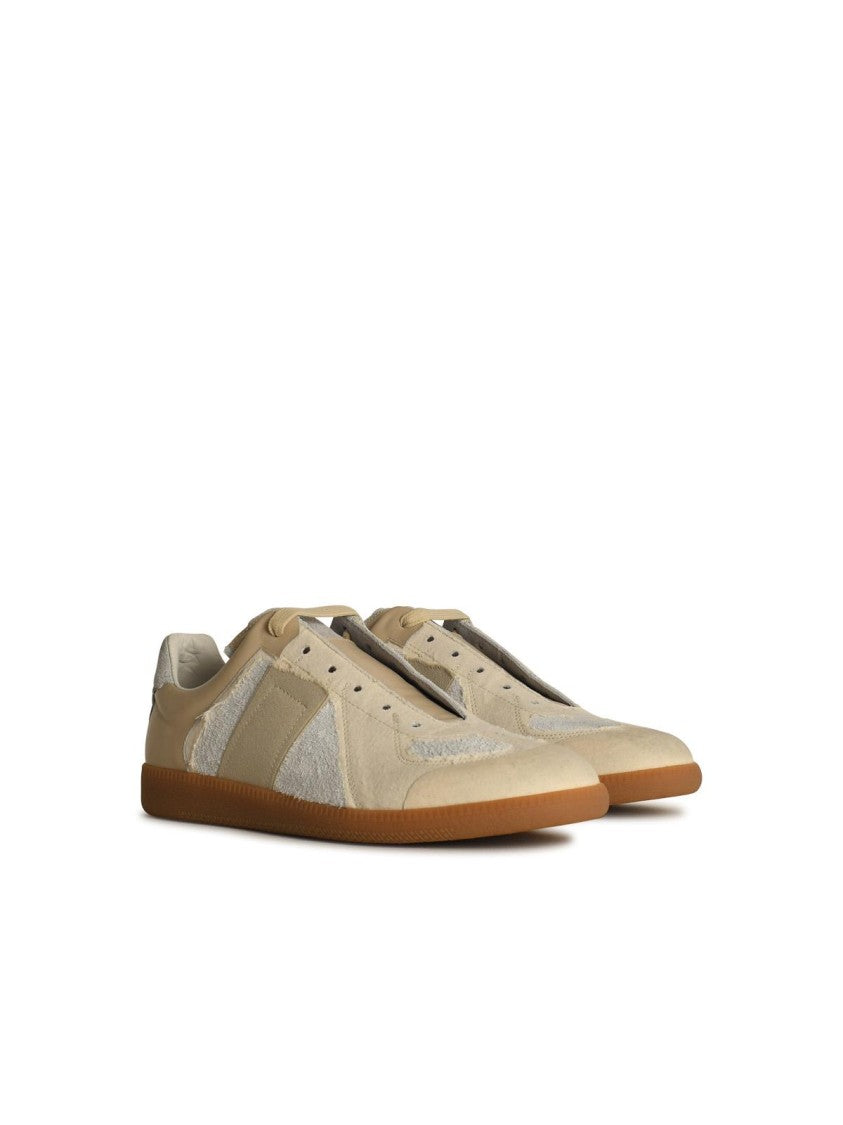 Maison Margiela 'Replica' Cream Suede Sneakers