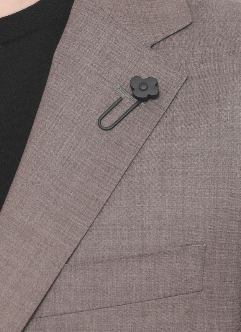 Lardini Brown Wool Lapel Pin Suit