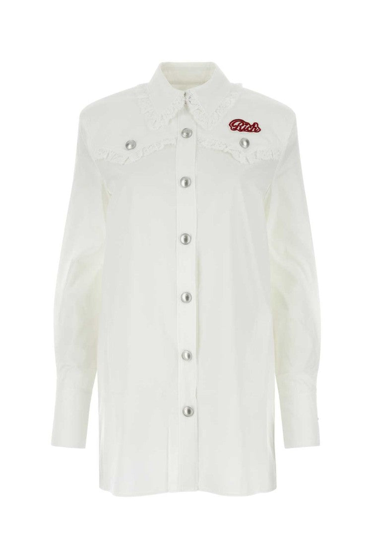 Alessandra Rich White Poplin Shirt Dress