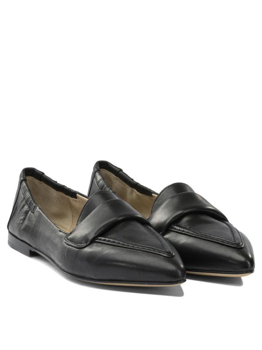 Pomme D'or Pointed Toe Black Calf Leather Loafers