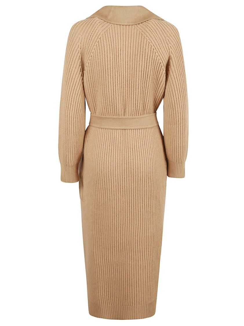Max Mara Longline Camelwool Coat With Ribbed Knit Sleeves