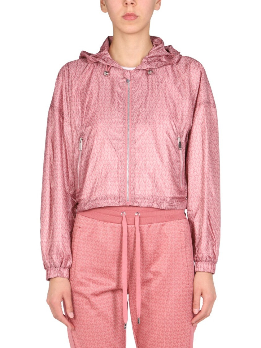 Michael Michael Kors Cropped Pink Hooded Jacket