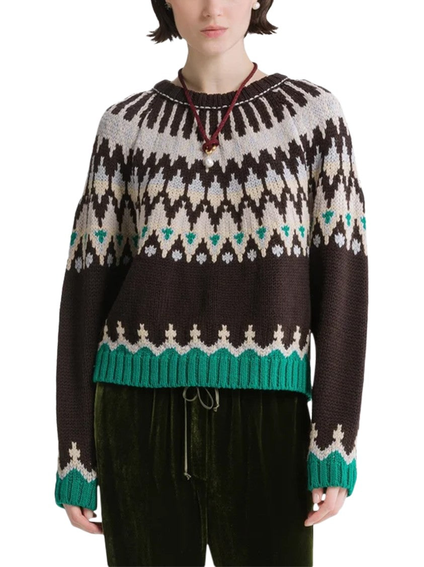 Forte Forte Fair Isle Rws Cable Wool Roundneck Sweater