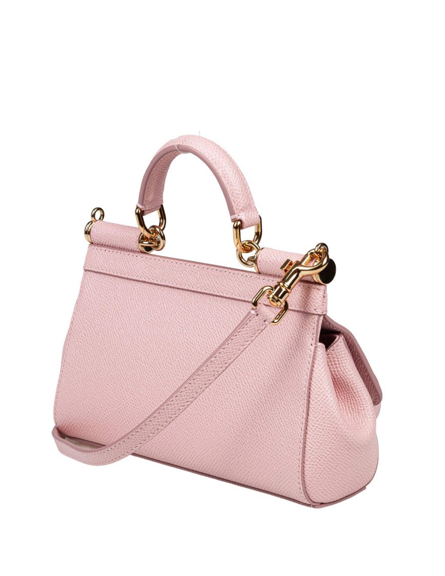 Dolce & Gabbana Mini Sicily Dauphine Leather Bag Nude Pink