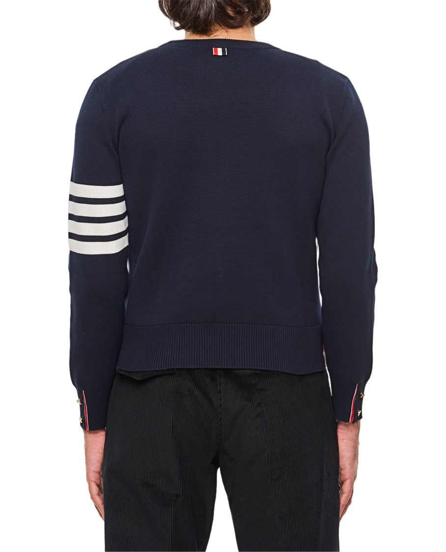 Thom Browne Crewneck Pullover With Distinctive Stripe Detail