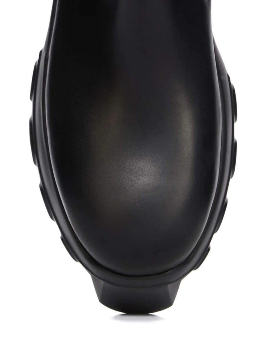 Rick Owens Chunky Black Ankle Boots With Oversized Sole And Utility Design