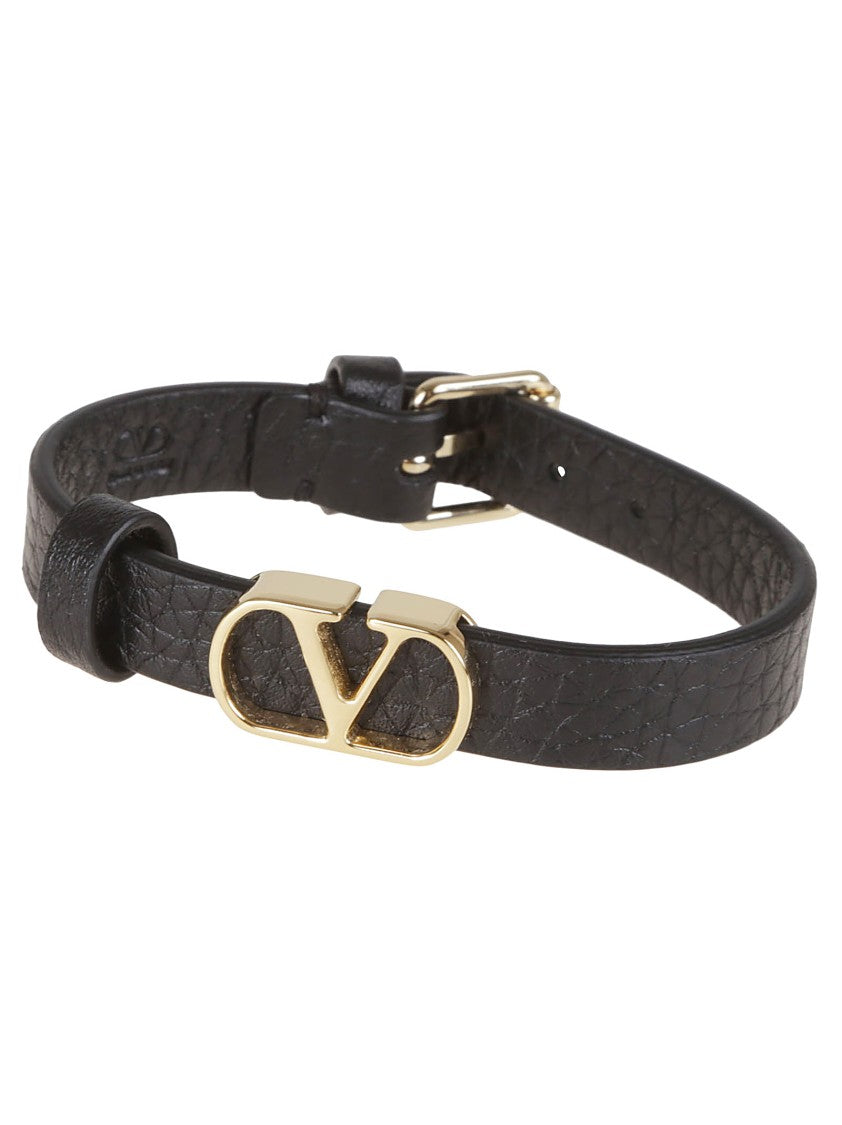 Valentino Black Grained Calfskin Bracelet