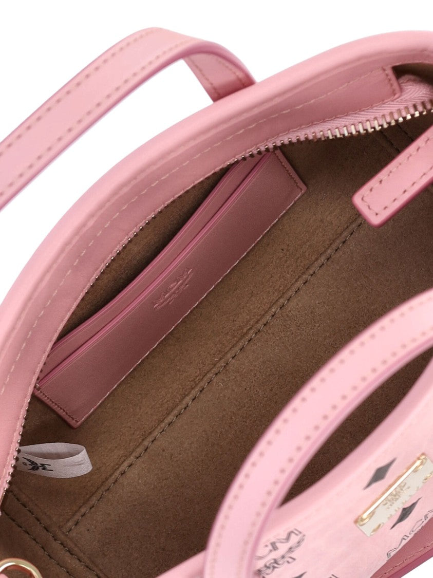 Mcm Pink Toni Visetos Canvas Tote Bag